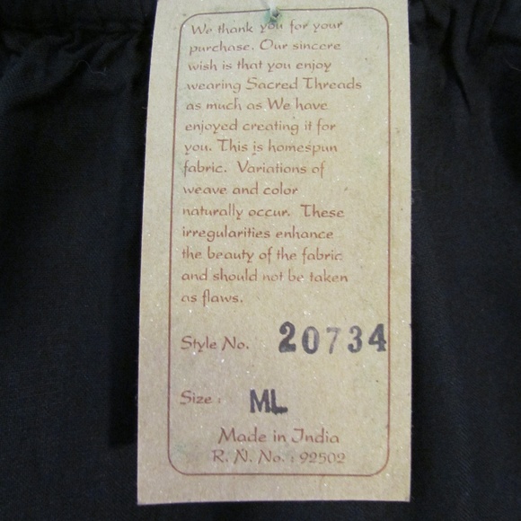 SACRED THREADS BLACK SKIRT Size M/L WITH PATCHES AND MIRROR ACCENTS-PMST1C - Picture 4 of 4